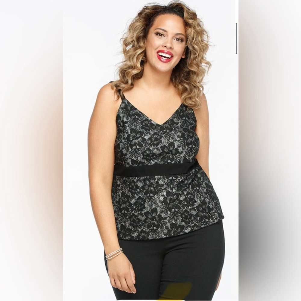 Ricki’s Sleeveless Lace Sparkle Peplum Top Size XXL